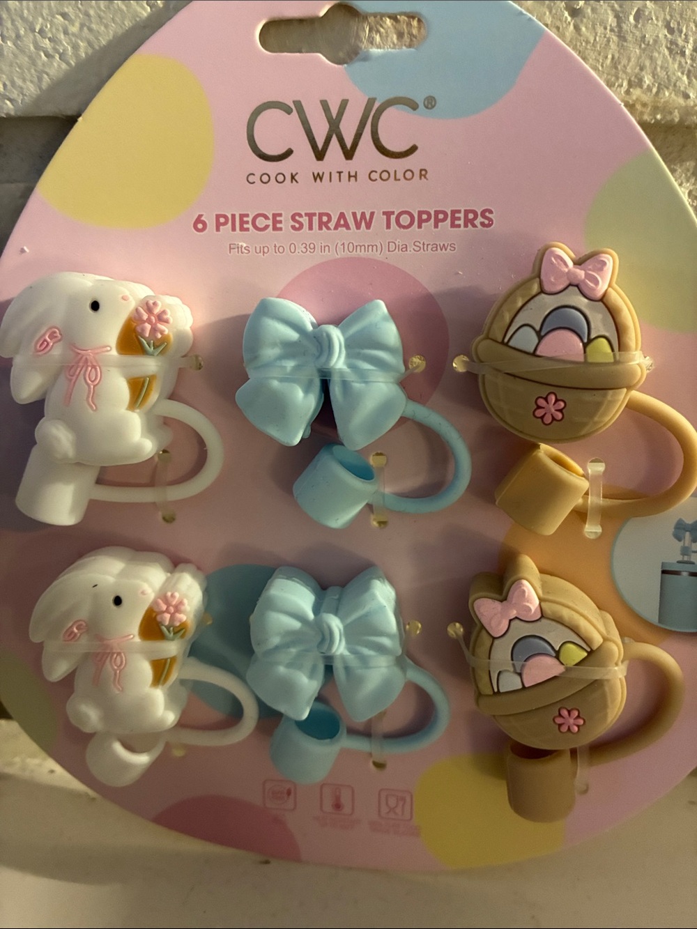 CWC Cook With Color 6-Piece Straw Toppers - Picture 2 of 3